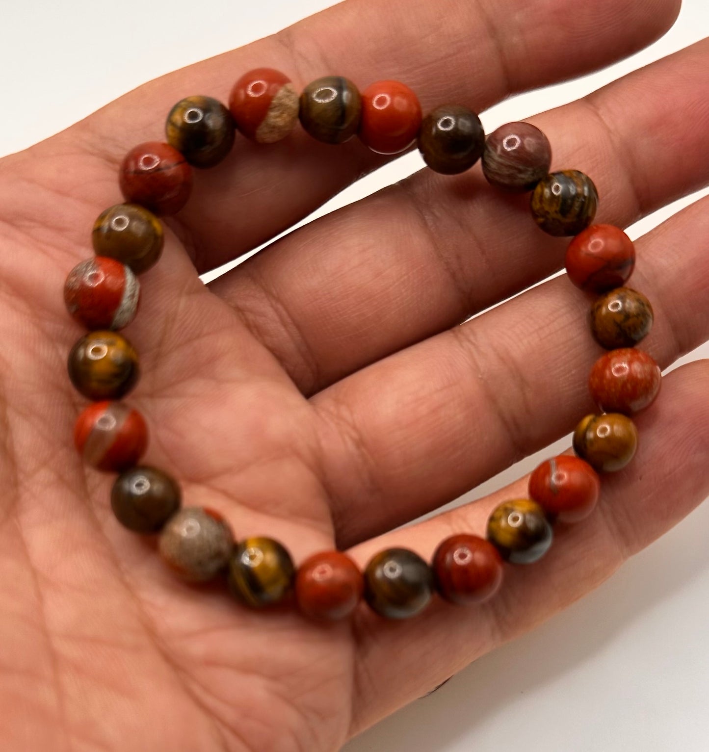 Bracelet Force et Stabilité – Jaspe Rouge et Œil de Tigre