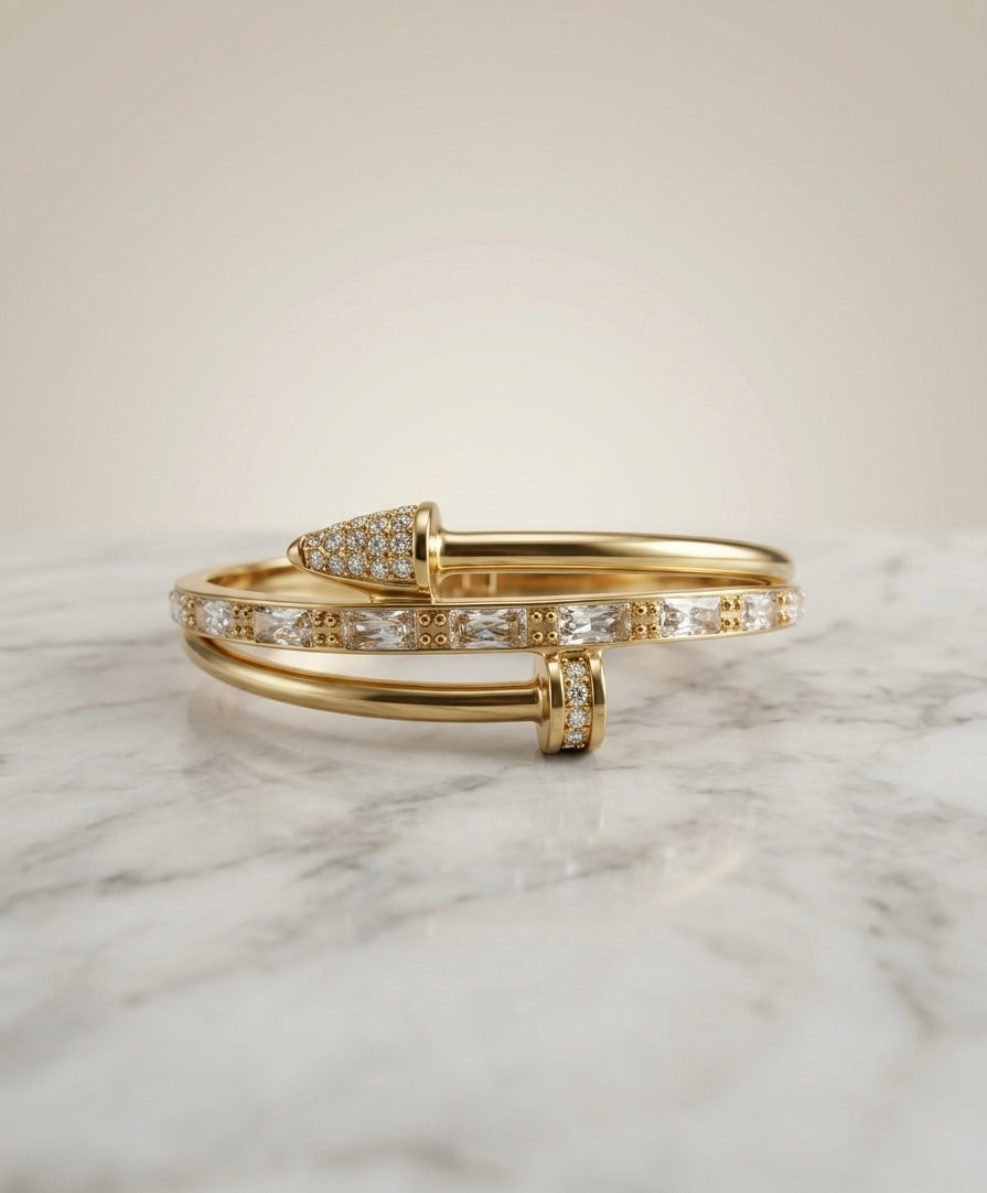 Bracelet Jonc "Comète Dorée" – Spirale d'Éclat & Acier 316L