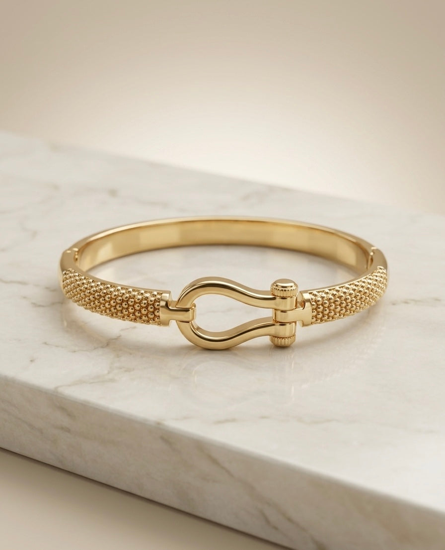 Bracelet Jonc "Amiral" – Acier Inoxydable 316L & Finition Caviar