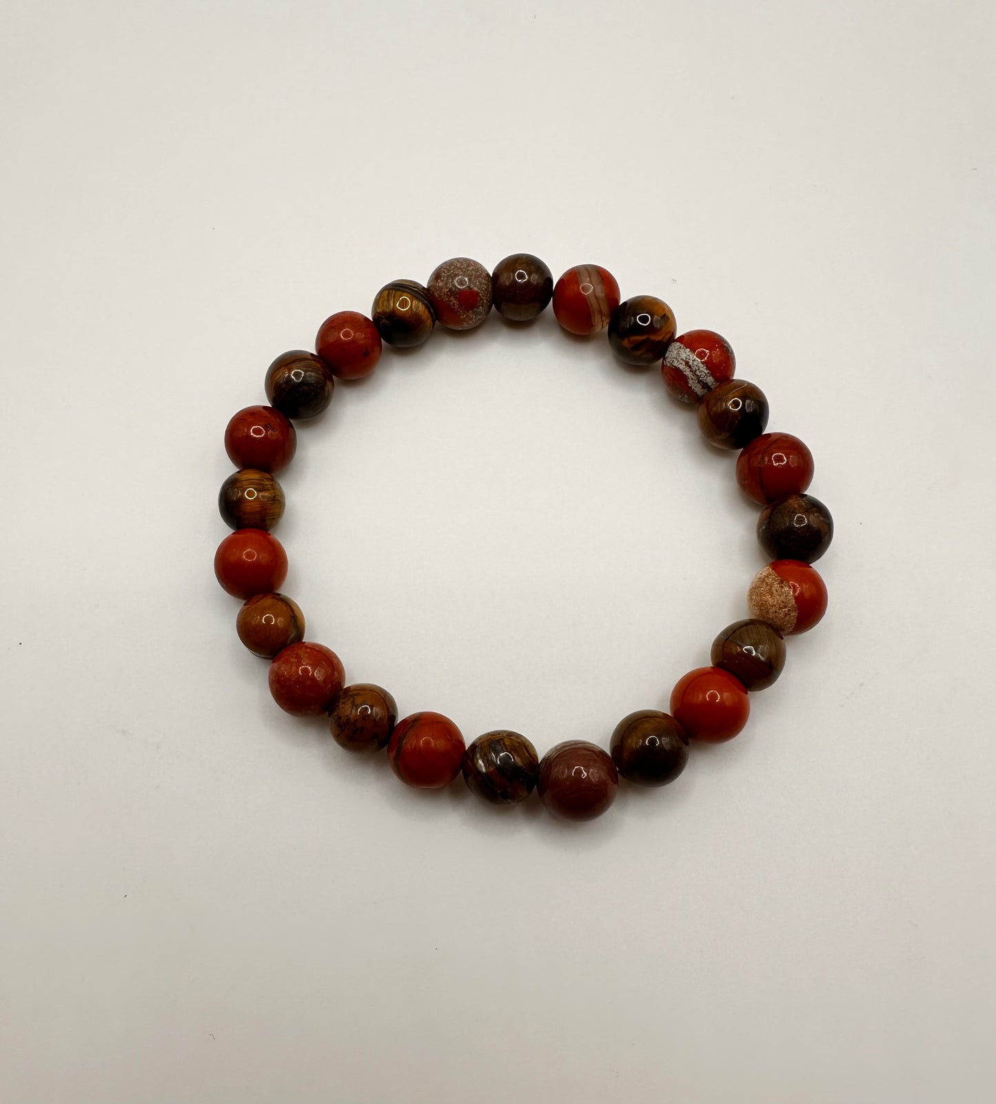Bracelet Force et Stabilité – Jaspe Rouge et Œil de Tigre