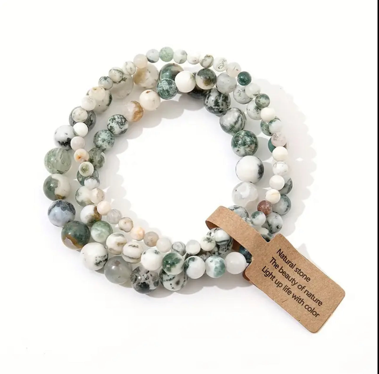 Set de 3 Bracelets "Jardin Intérieur" en Agate Mousse