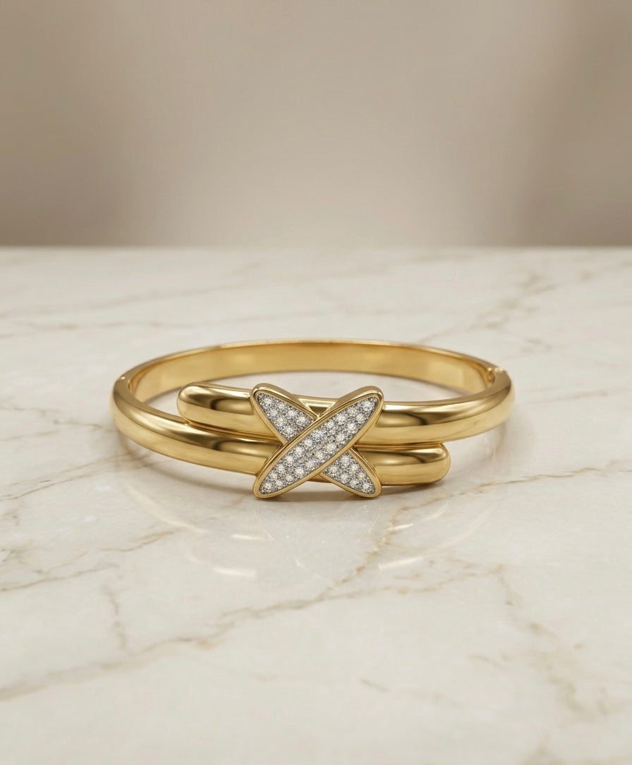 Bracelet Jonc "X-Éclat" – Acier Inoxydable 316L & Pavage Stellaire