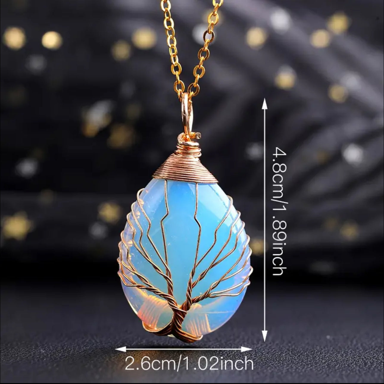 Collier “Arbre de Lumière” en Opale Bleue