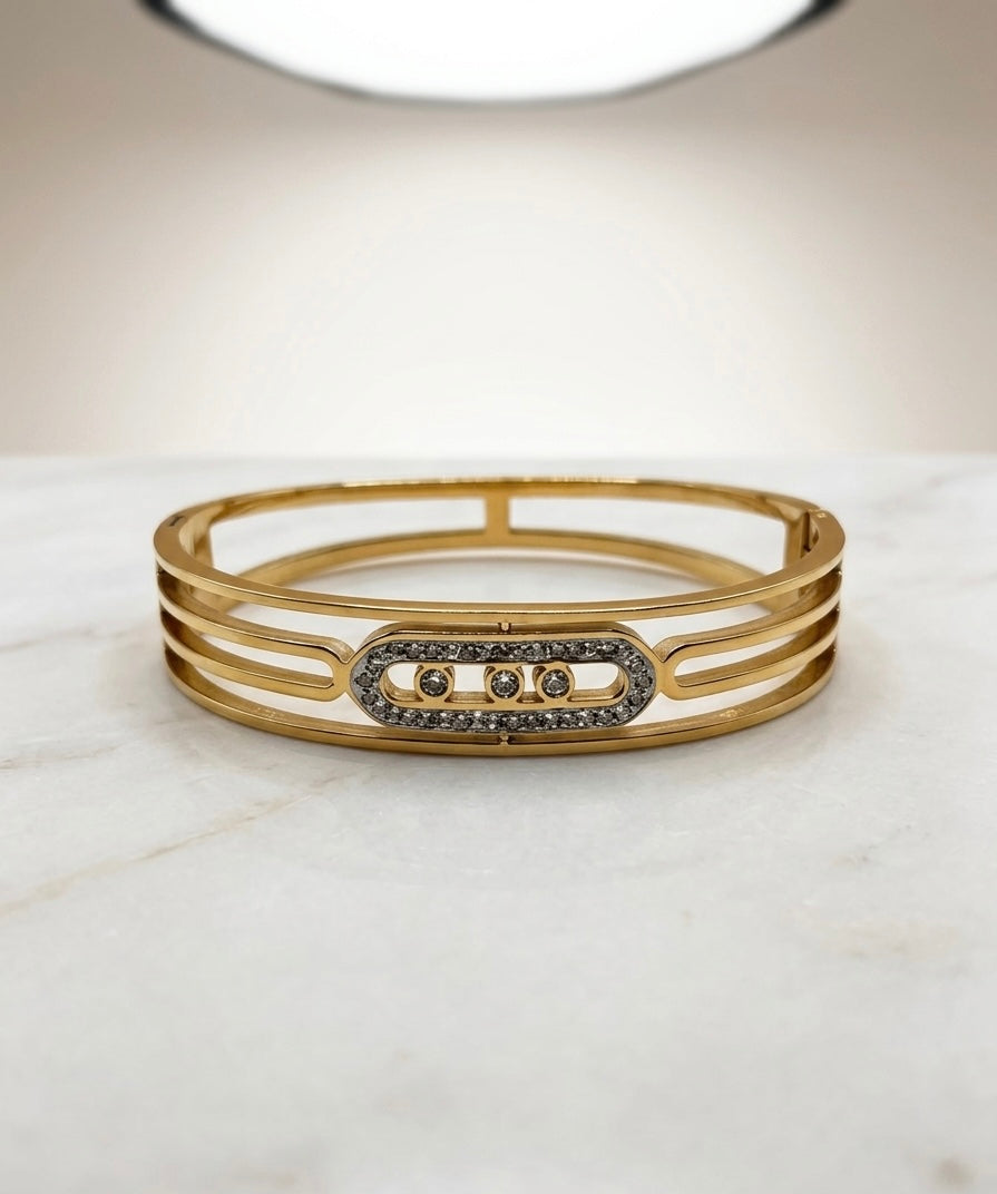 Bracelet Jonc "Trilogie Stellaire" – Acier Inoxydable 316L & Cristaux