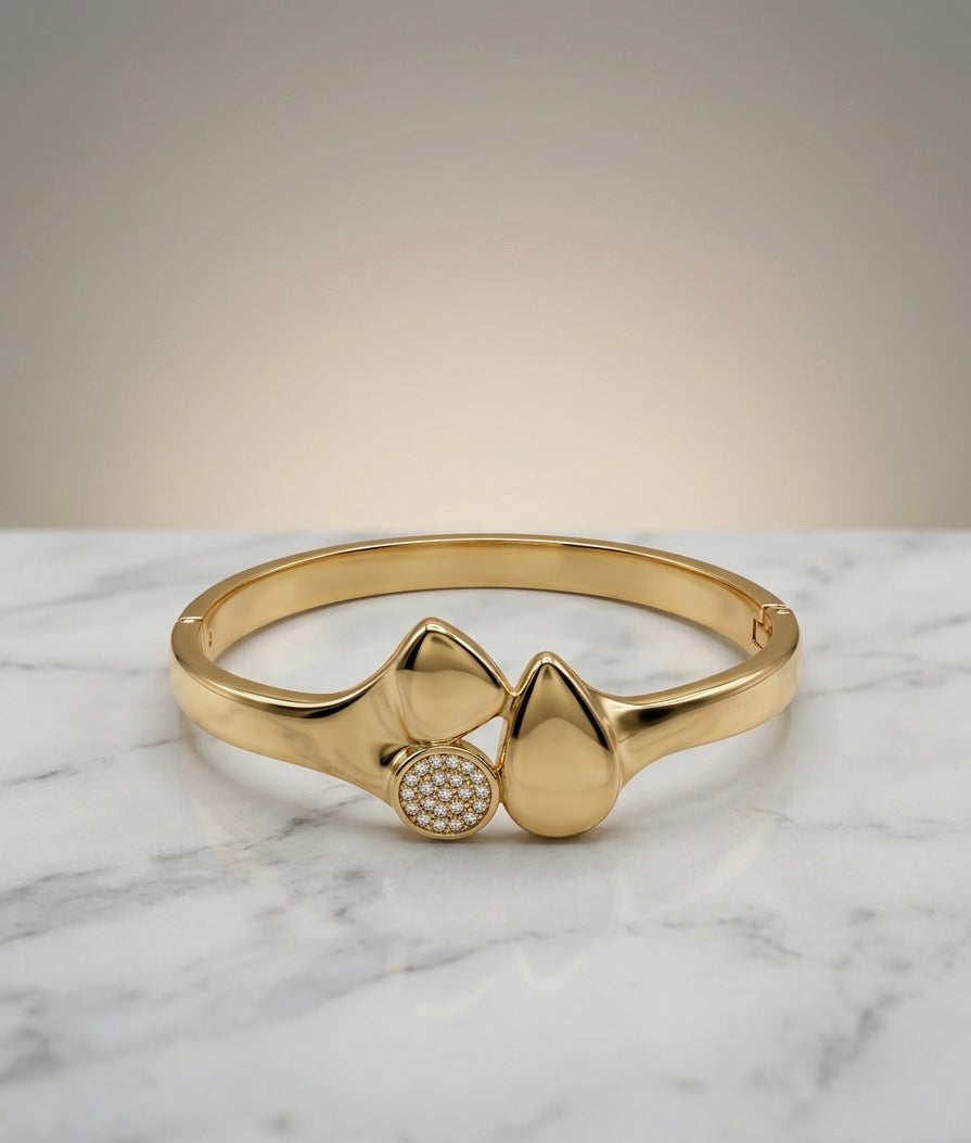 Bracelet Jonc "Nymphéa" – Acier Inoxydable 316L & Pavé de Cristaux