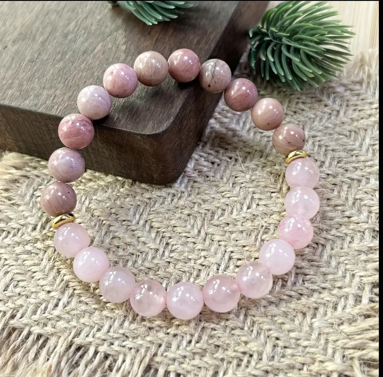 Bracelet Amour et Douceur – Quartz Rose et Rhodonite