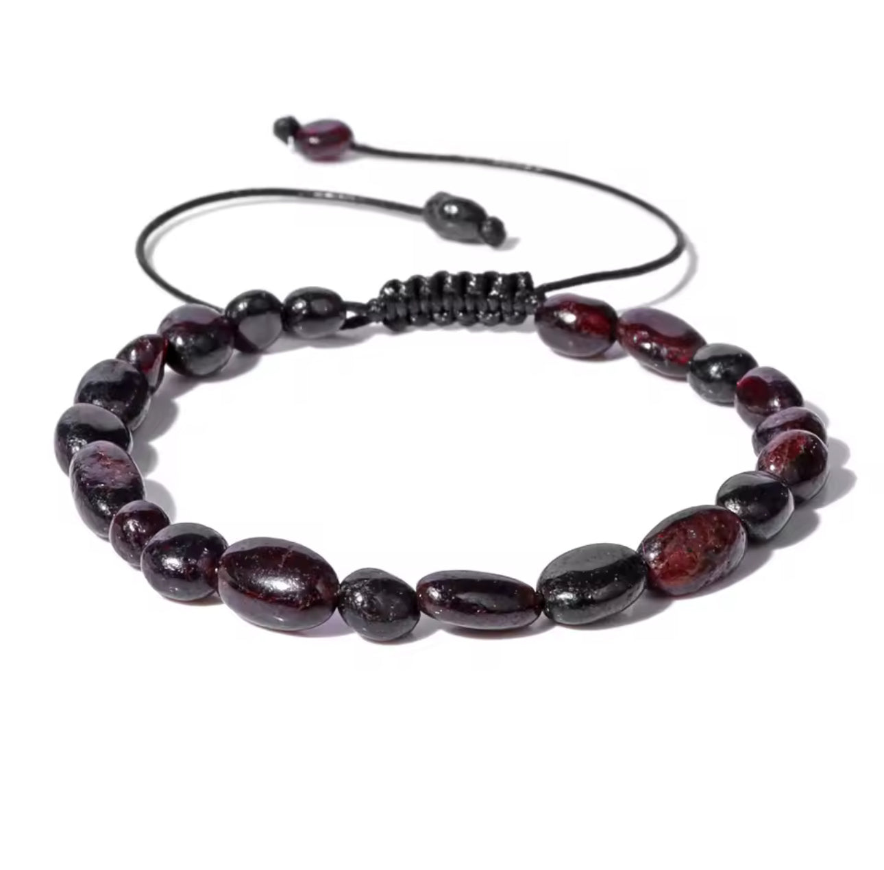 Bracelet "Élan Vital" en Grenat (Pierres Roulées Ajustables)