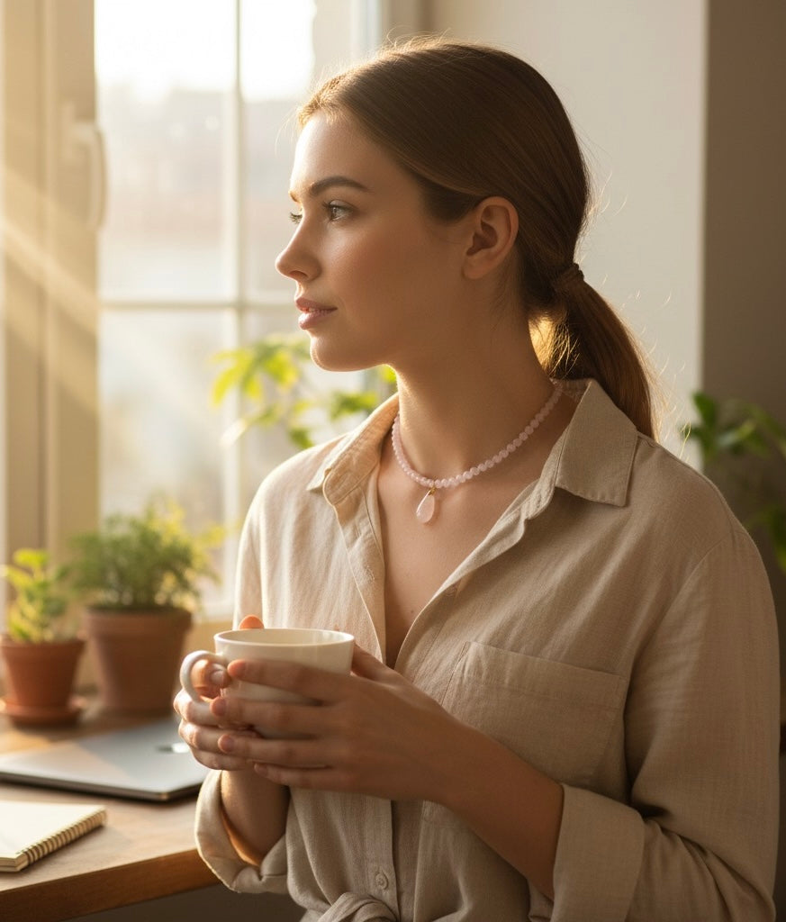 Collier "Douceur d'Amour" en Quartz Rose - Paix et Tendresse