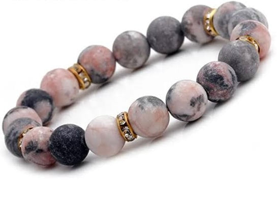 Bracelet en Marbre Rose et Gris – Élégance et Sérénité