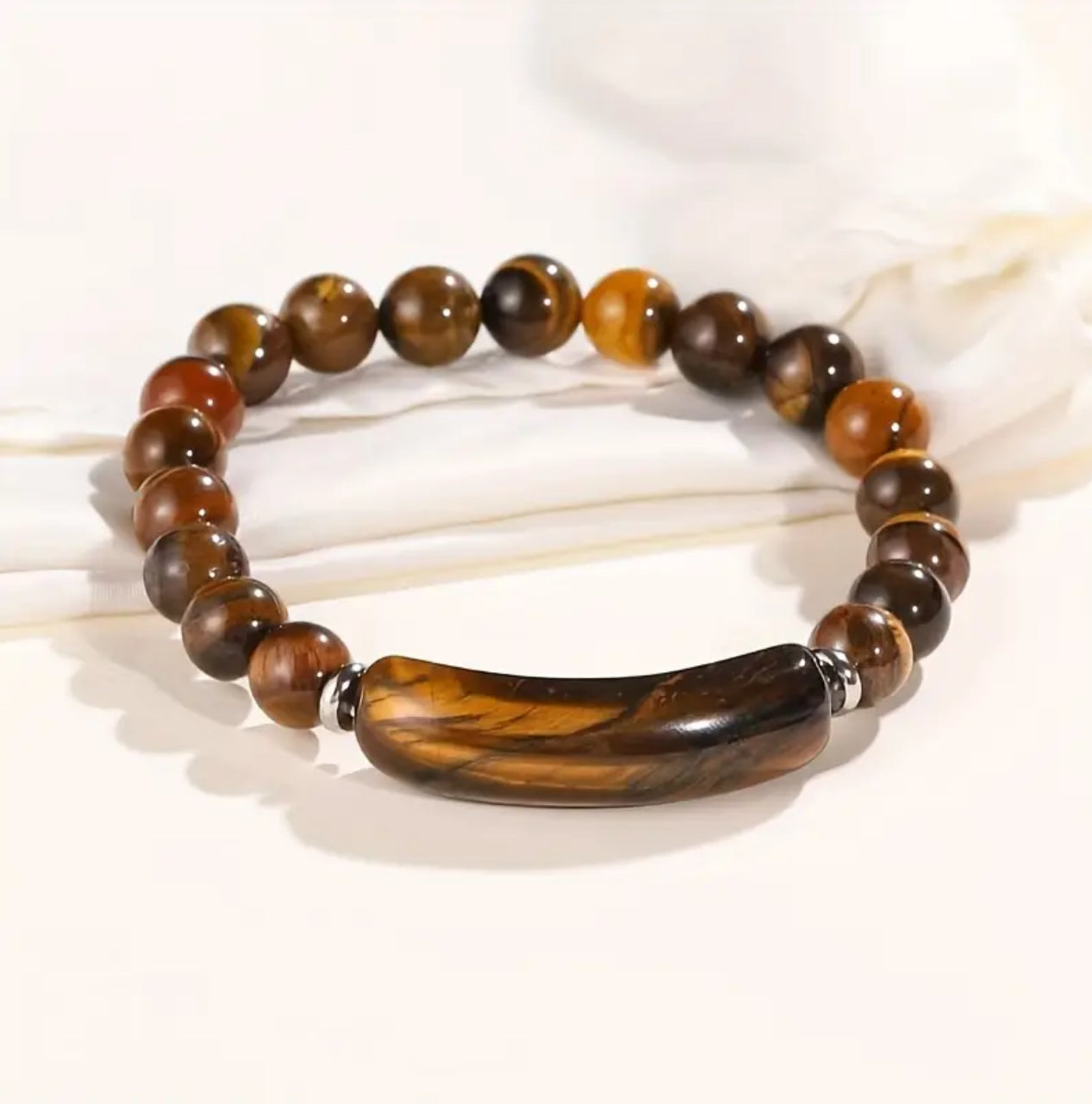Bracelet "Force & Courage" en Œil de Tigre Naturel