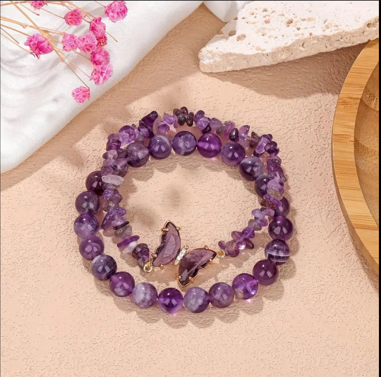 Bracelet Duo en Améthyste – Sérénité, Protection et Élégance