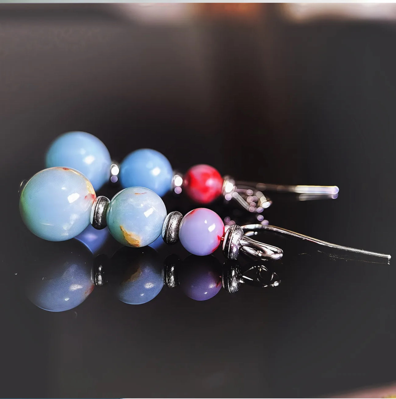 Boucles d'oreilles "Ciel Serein" en Opale Bleue