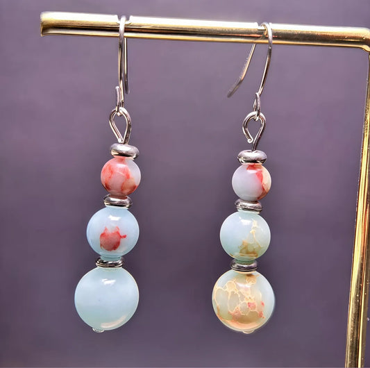 Boucles d'oreilles "Ciel Serein" en Opale Bleue