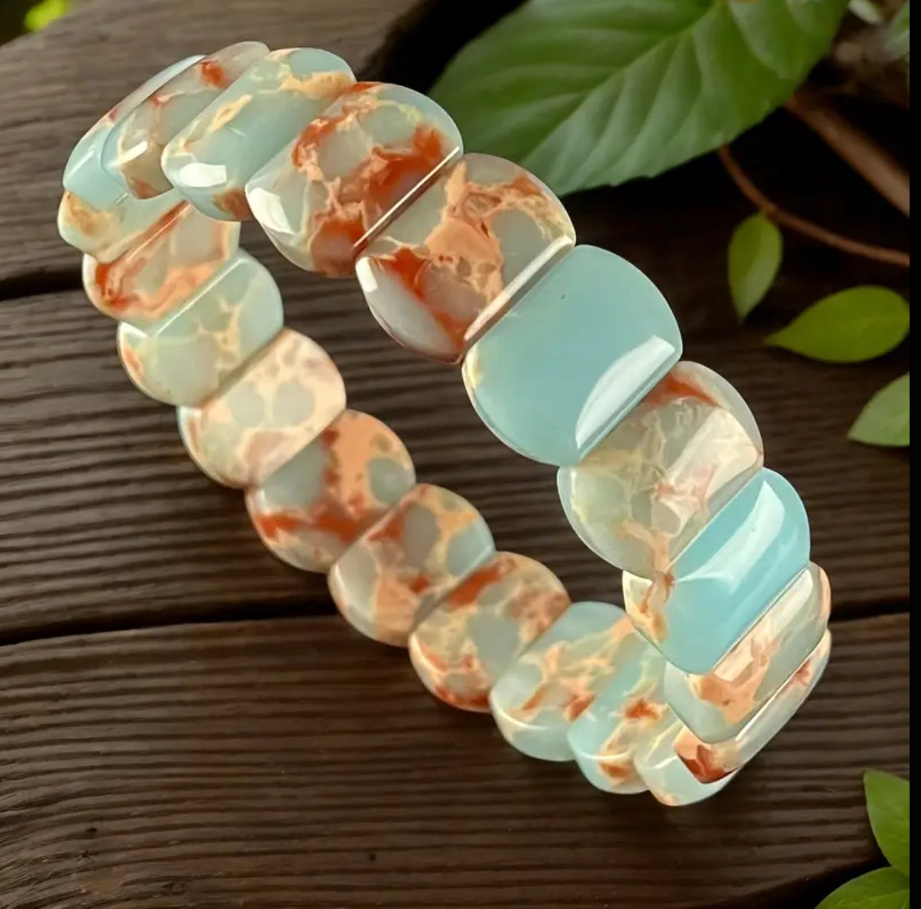 Bracelet en Opale Bleue & Rose – Élégance Naturelle