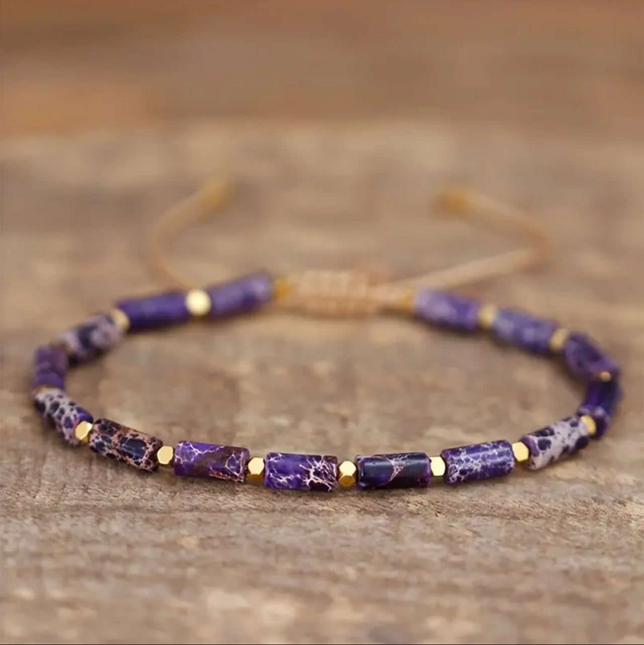 Bracelet Ajustable "Force Intérieure" en Jaspe Impérial Violet