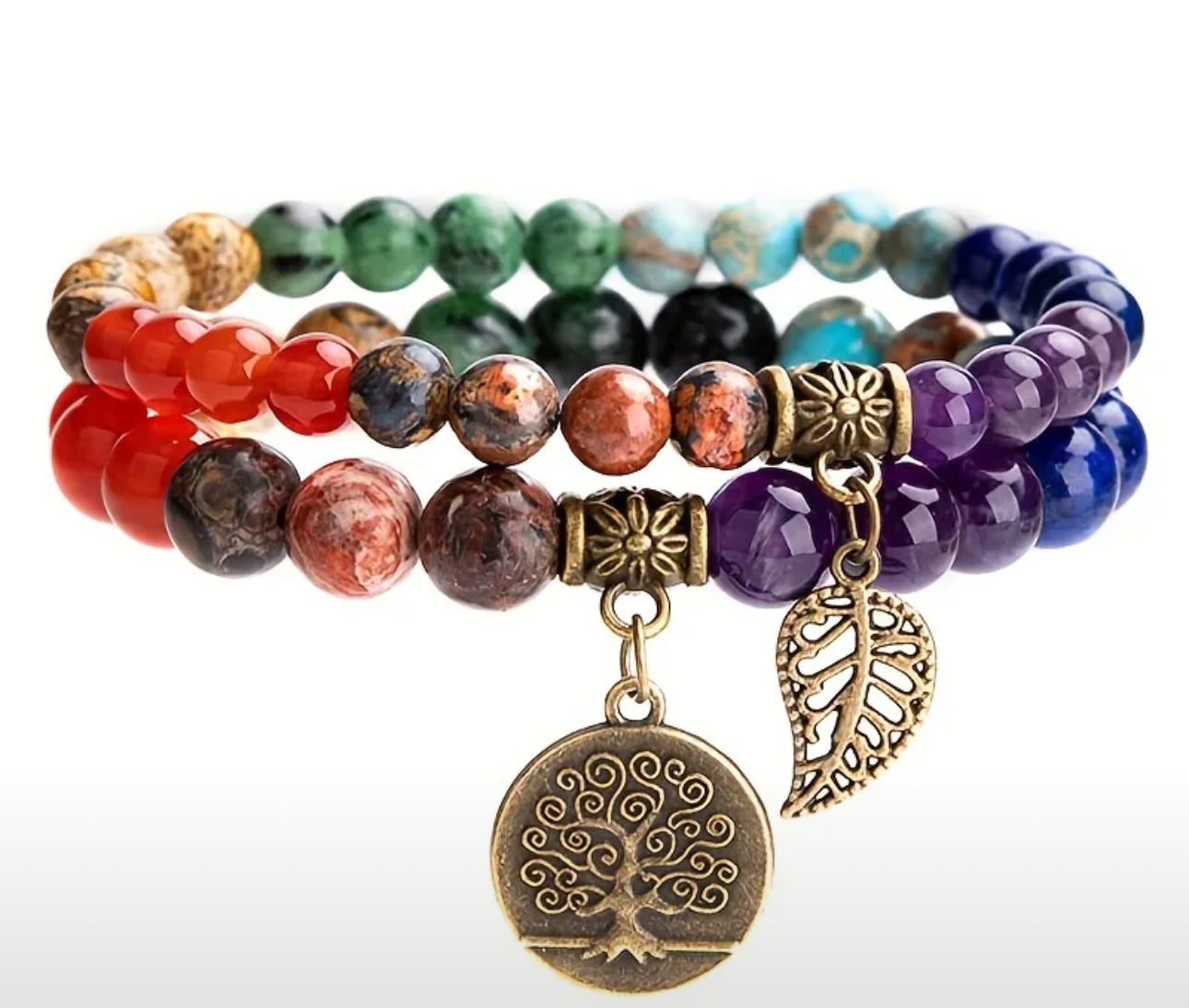 Duo de Bracelets "Harmonie des 7 Chakras" et Arbre de Vie