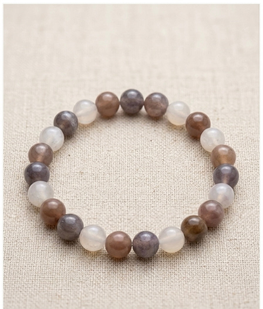 Bracelet "Douceur Lunaire" en Pierre de Lune Multicolore