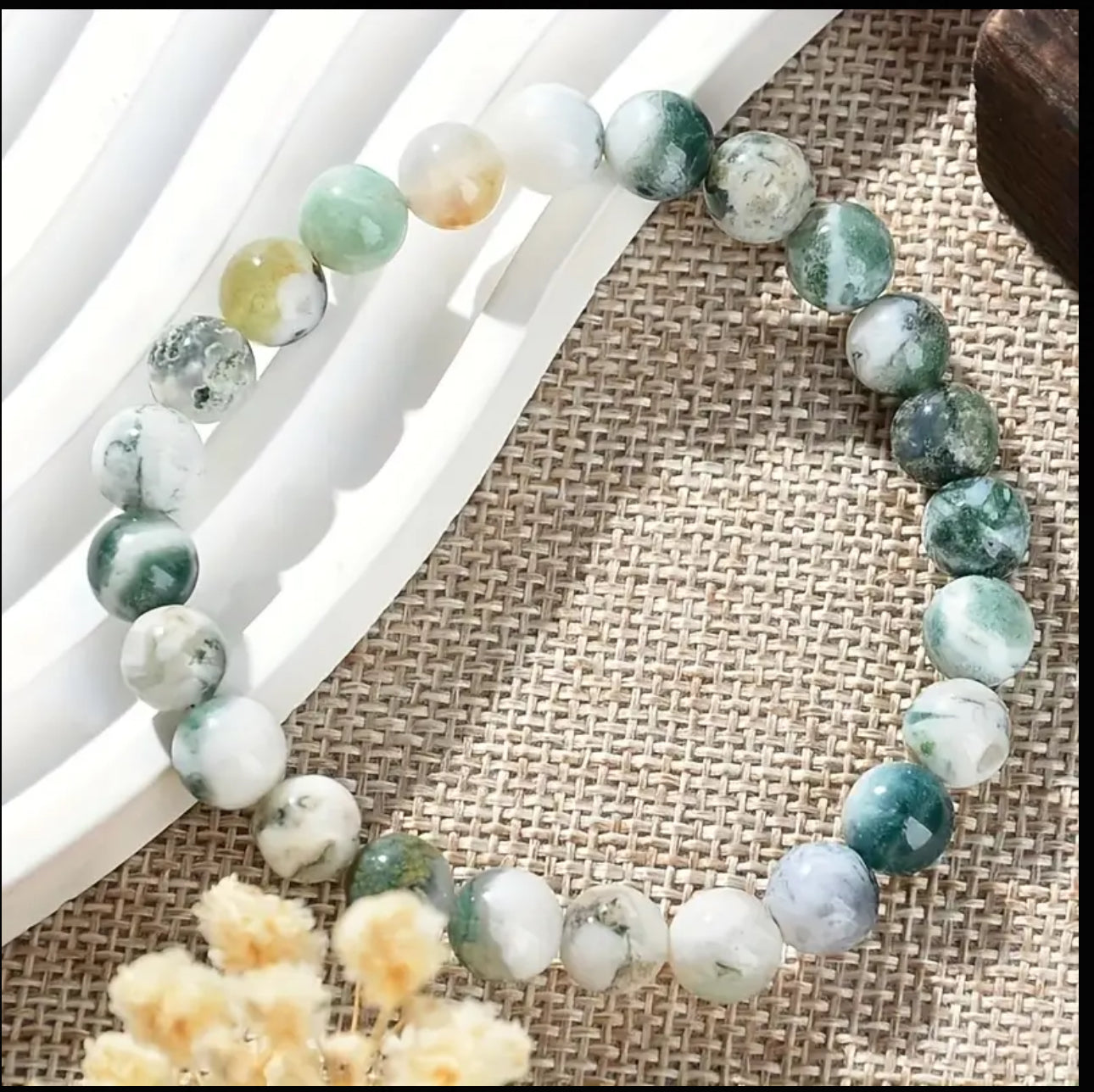 Bracelet en Agate Mousse
– Sérénité & Nettoyage Énergétique