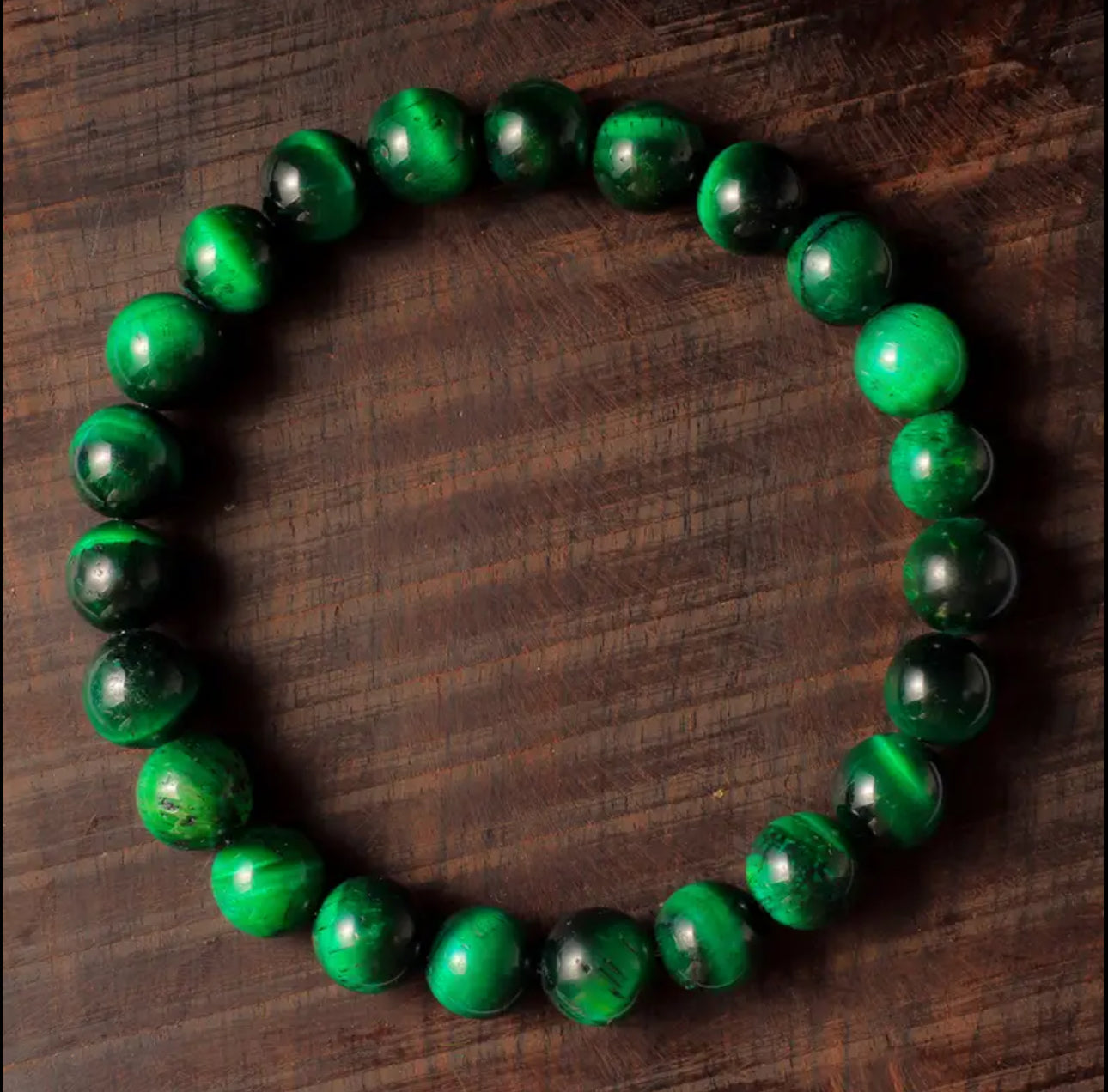 Bracelet en Œil de Tigre Vert – Courage & Équilibre Émotionnel