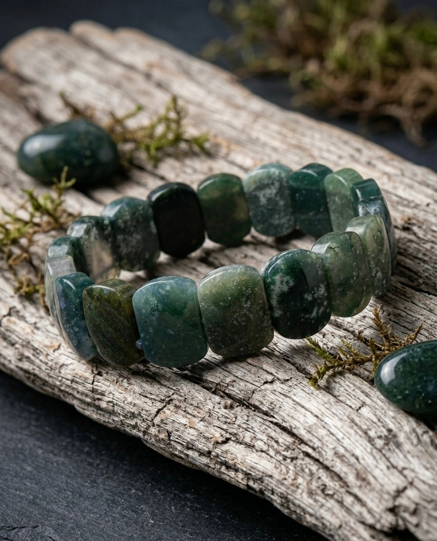Bracelet "Éveil de la Nature" : Agate Mousse & Sérénité