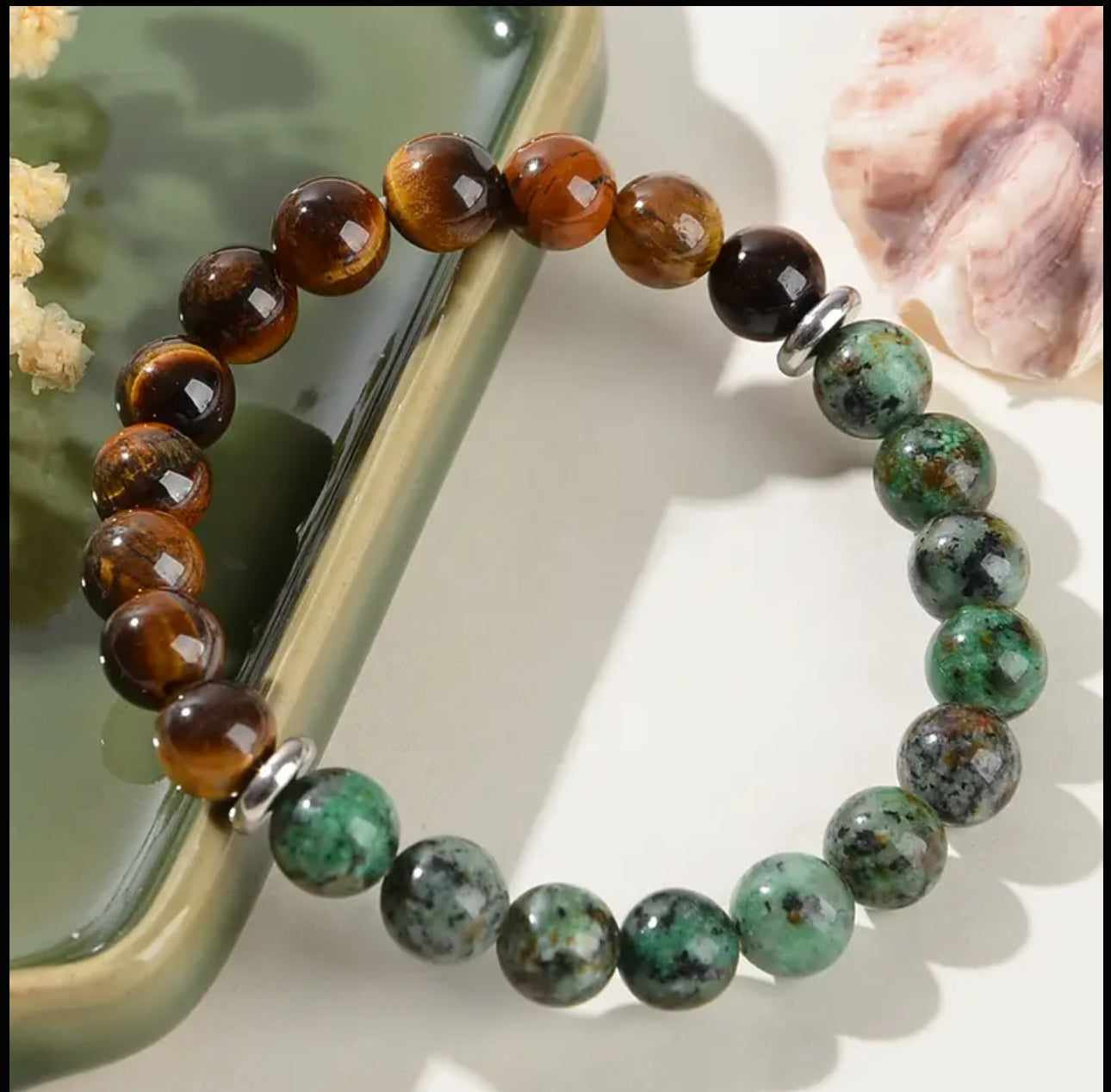 Bracelet en Œil de Tigre et Jade – Stabilité et Protection