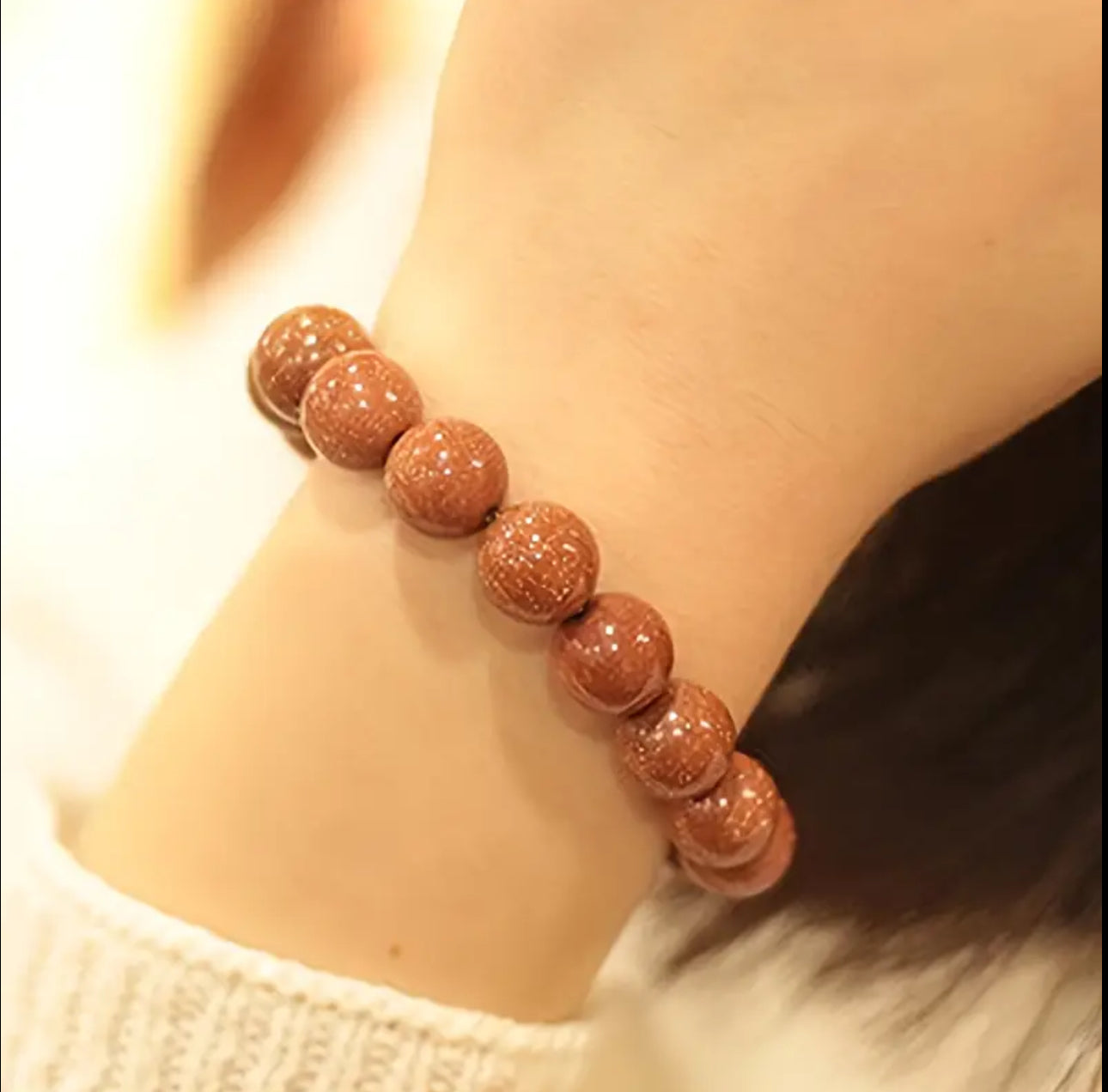 Bracelet « Énergie & Confiance » — Goldstone (Pierre de Soleil)