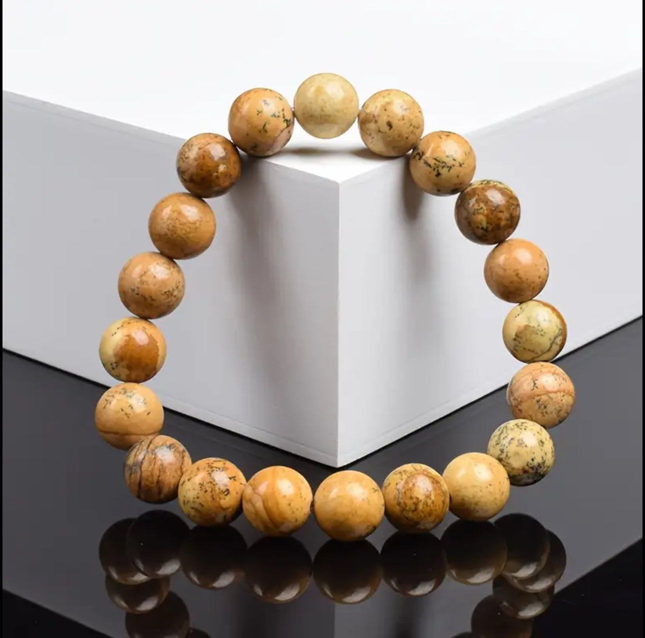 Bracelet Énergie Naturelle – Perles de Jaspe Paysage