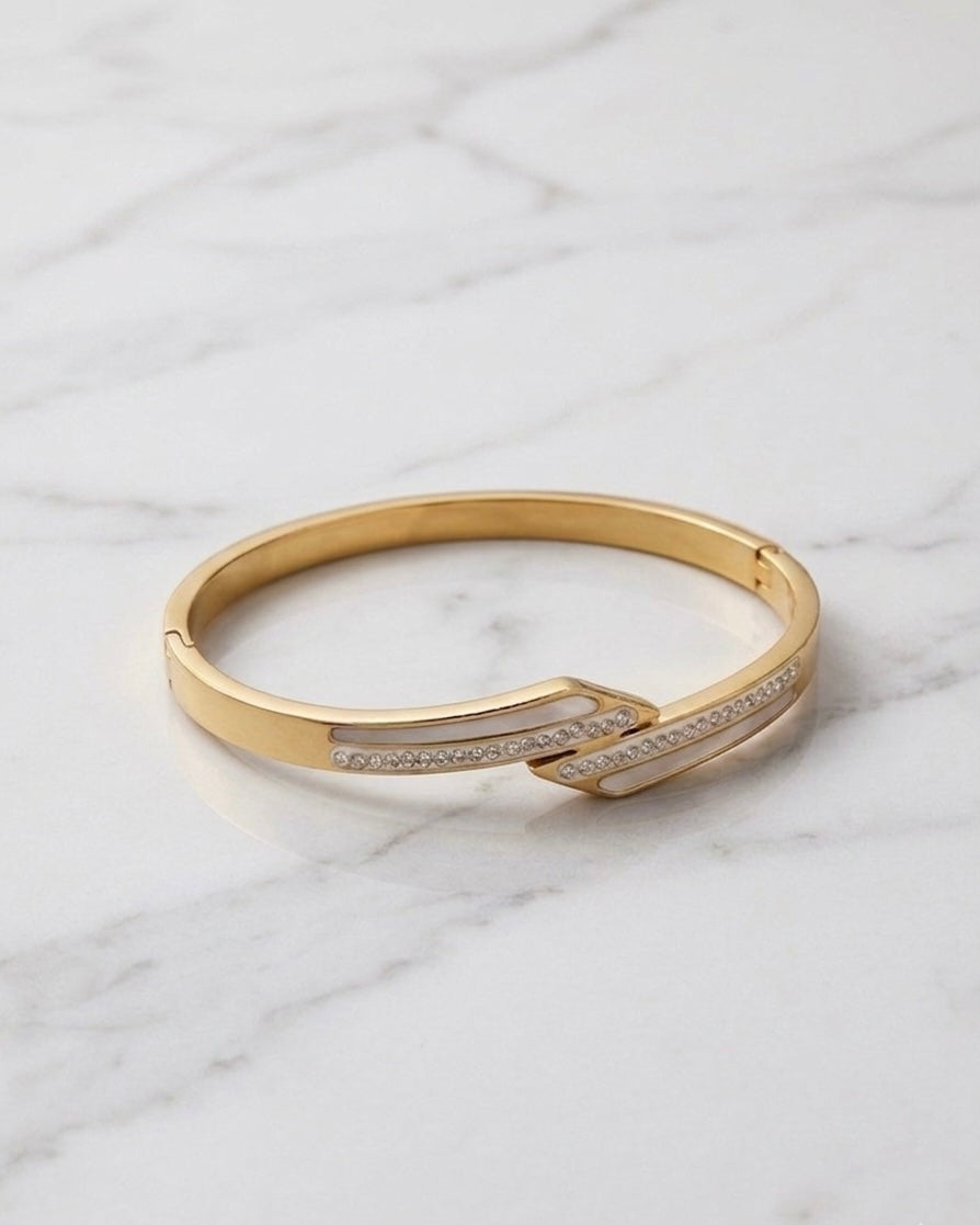 Bracelet Jonc "Apex Blanc" – Acier Inoxydable 316L & Cristaux