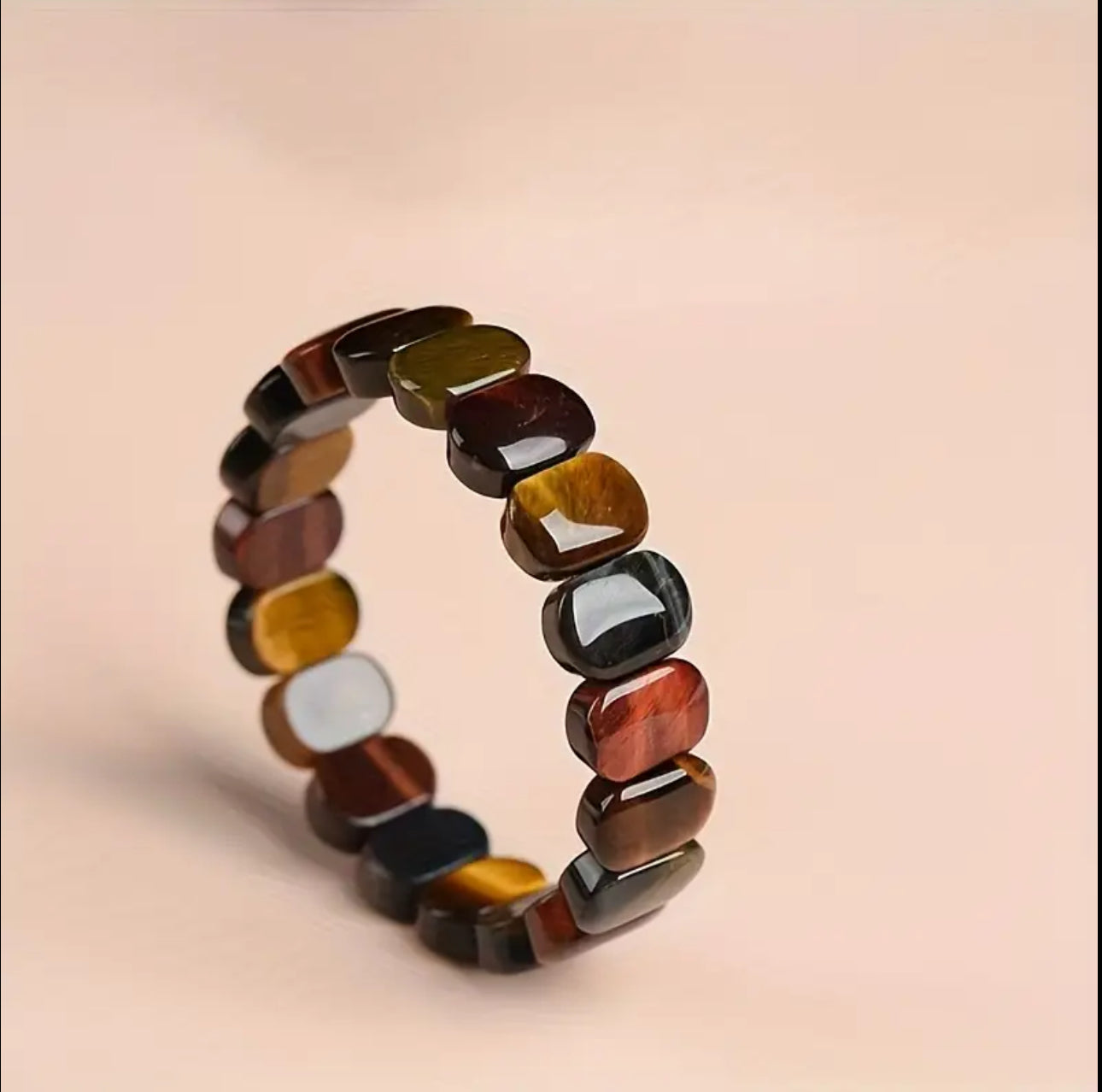 Bracelet en Œil de Tigre Multicolore – Force et Protection