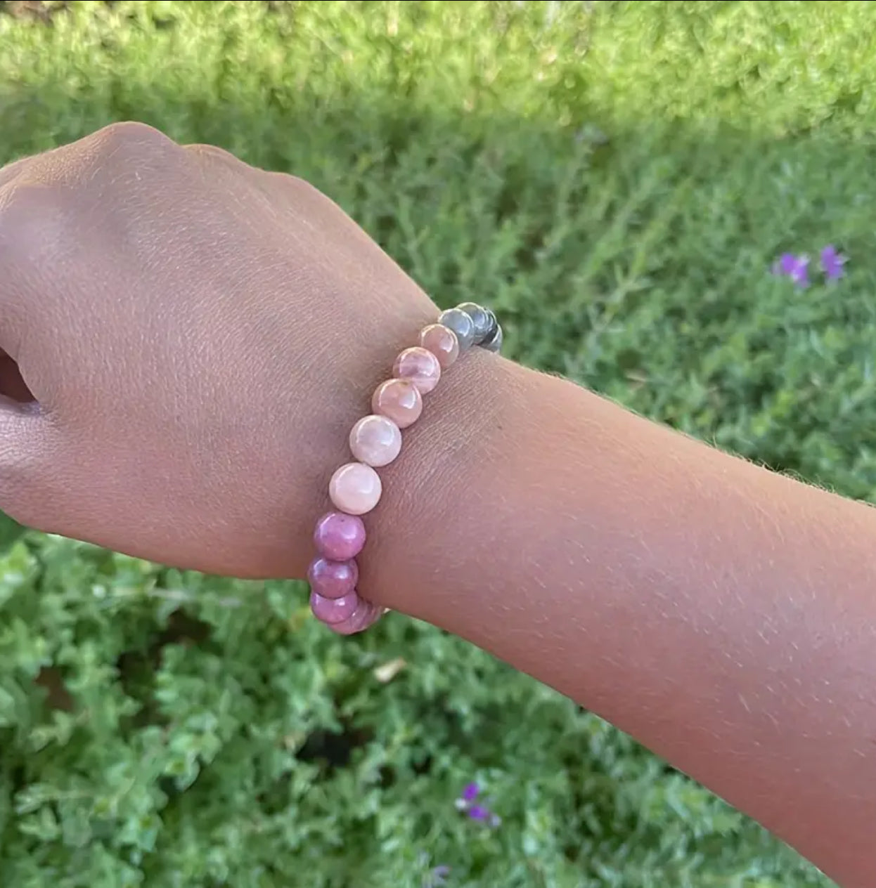 Bracelet Douceur Émotionnelle – Rhodonite, Quartz Rose, Pierre de Lune & Labradorite