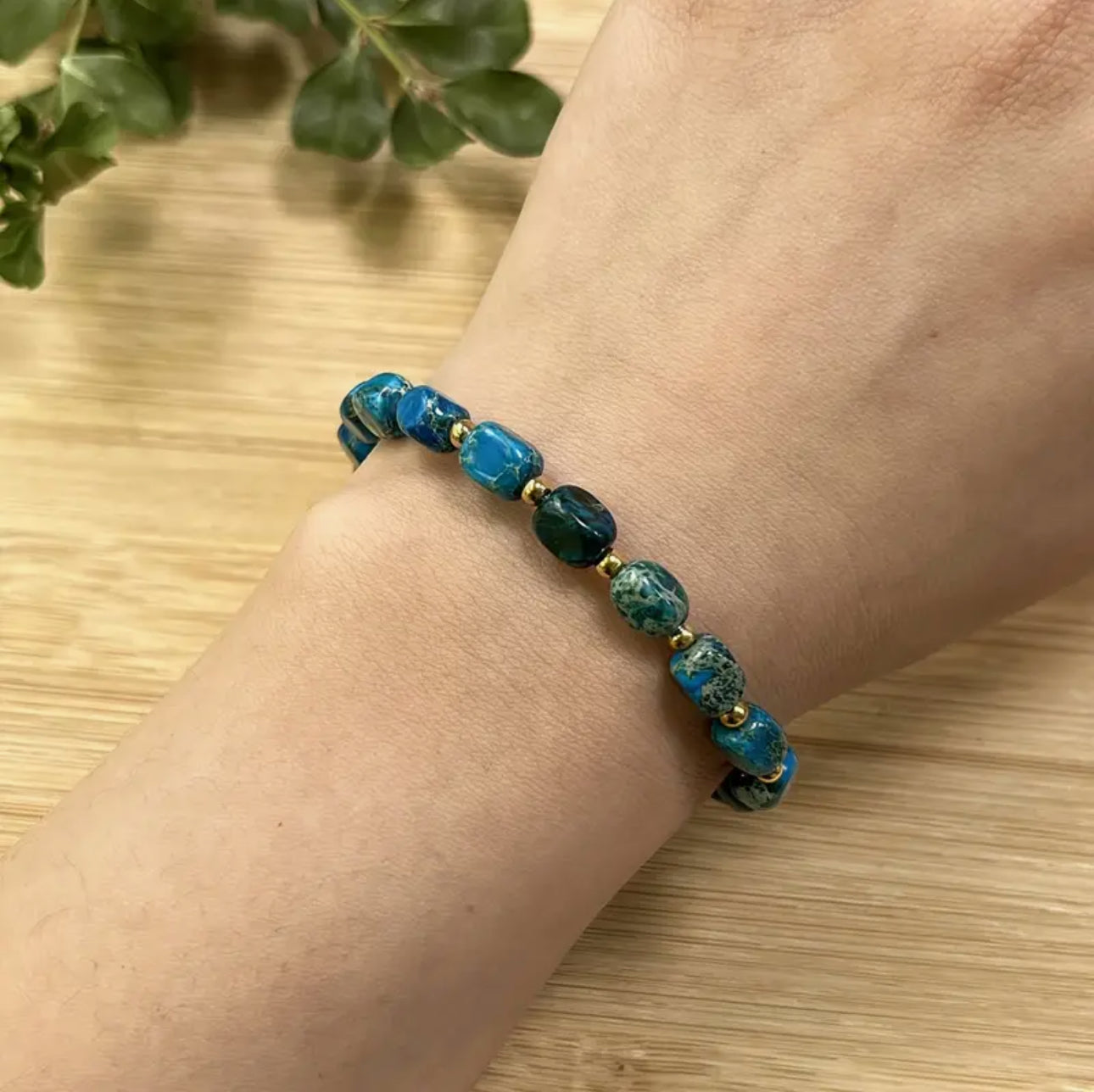 Bracelet Ajustable "Trésor du Lagon" en Jaspe Sédiment de Mer