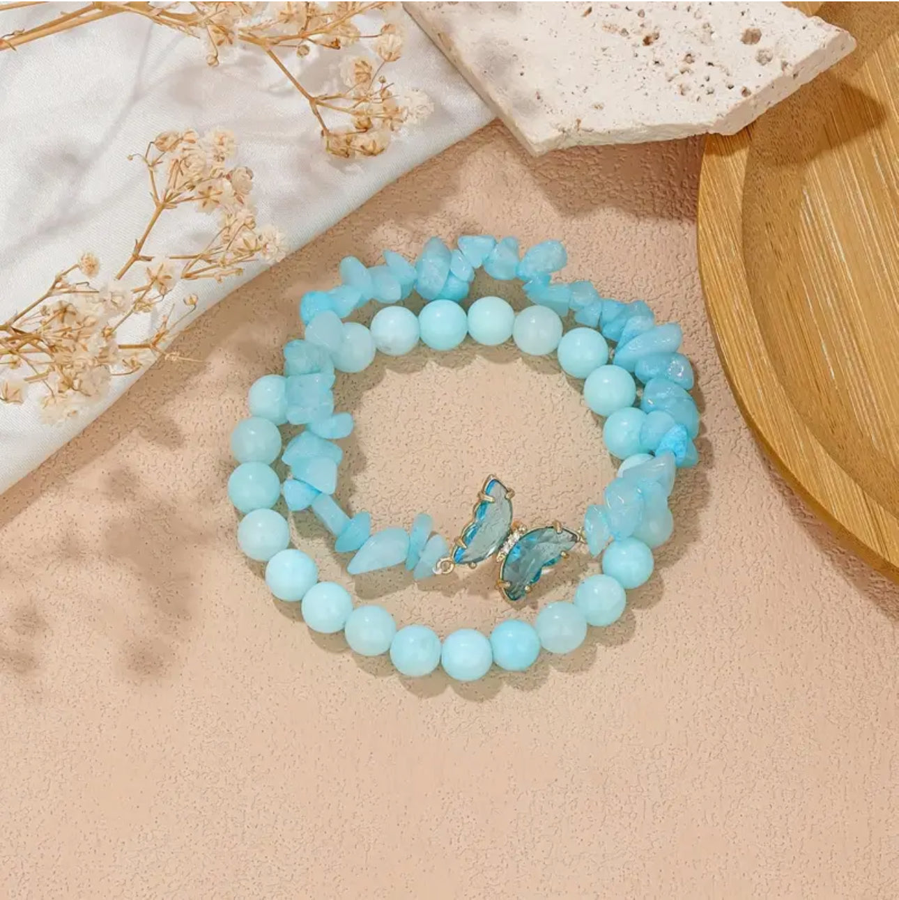 Duo de Bracelets Amazonite et Papillon - Calme et Transformation
