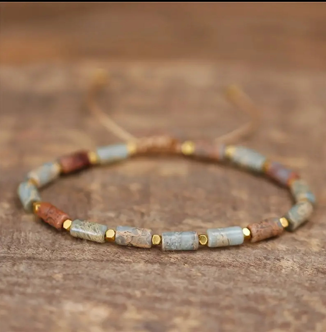 Bracelet Ajustable "Sérénité Bohème" en Amazonite