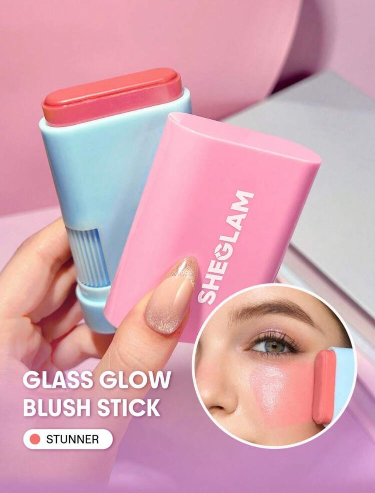 SHEGLAM Bâton de Blush "Glass Glow" - Fard à Joues en Stick Effet Lumineux (15g)