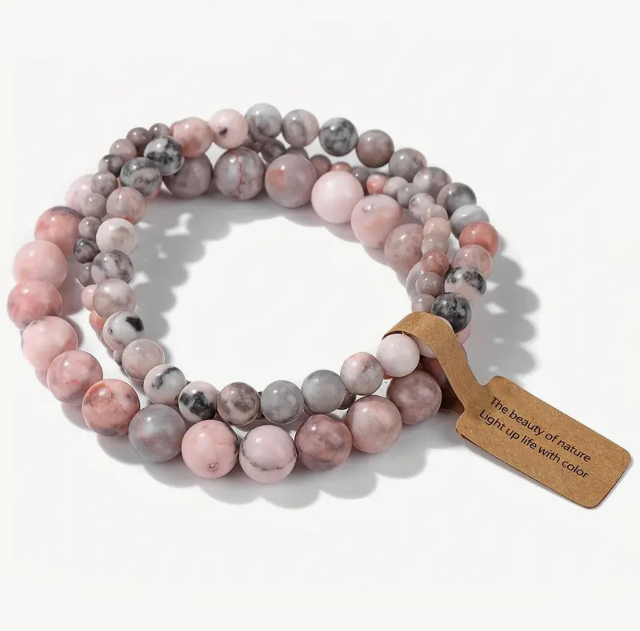 Set de 3 Bracelets "Amour de Soi" en Rhodonite Naturelle