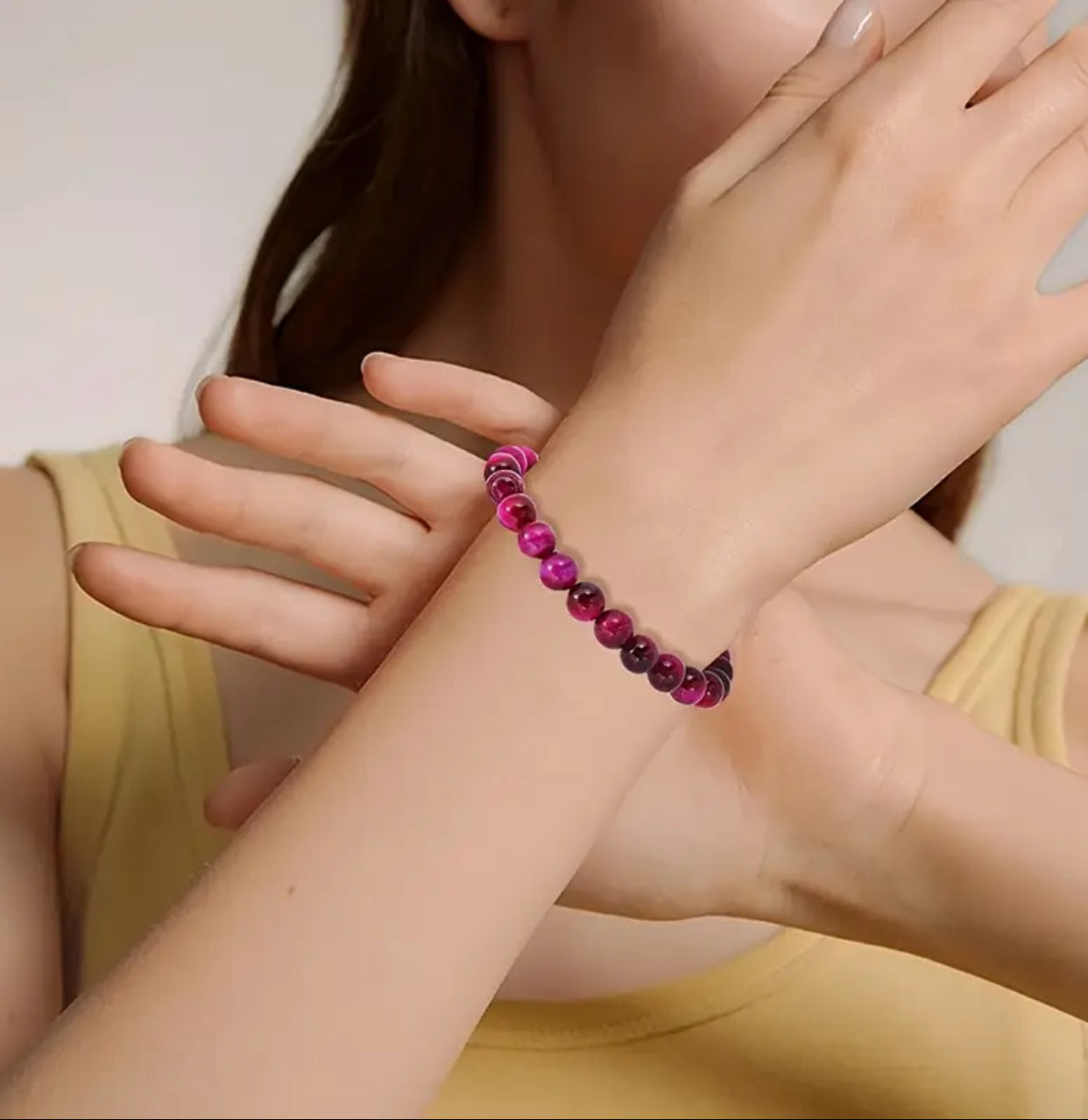 Bracelet en Œil de Tigre Rose – Confiance & Énergie Féminine