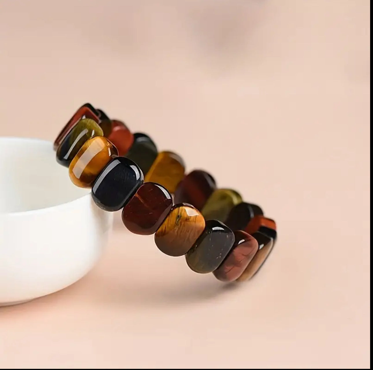 Bracelet en Œil de Tigre Multicolore – Force et Protection