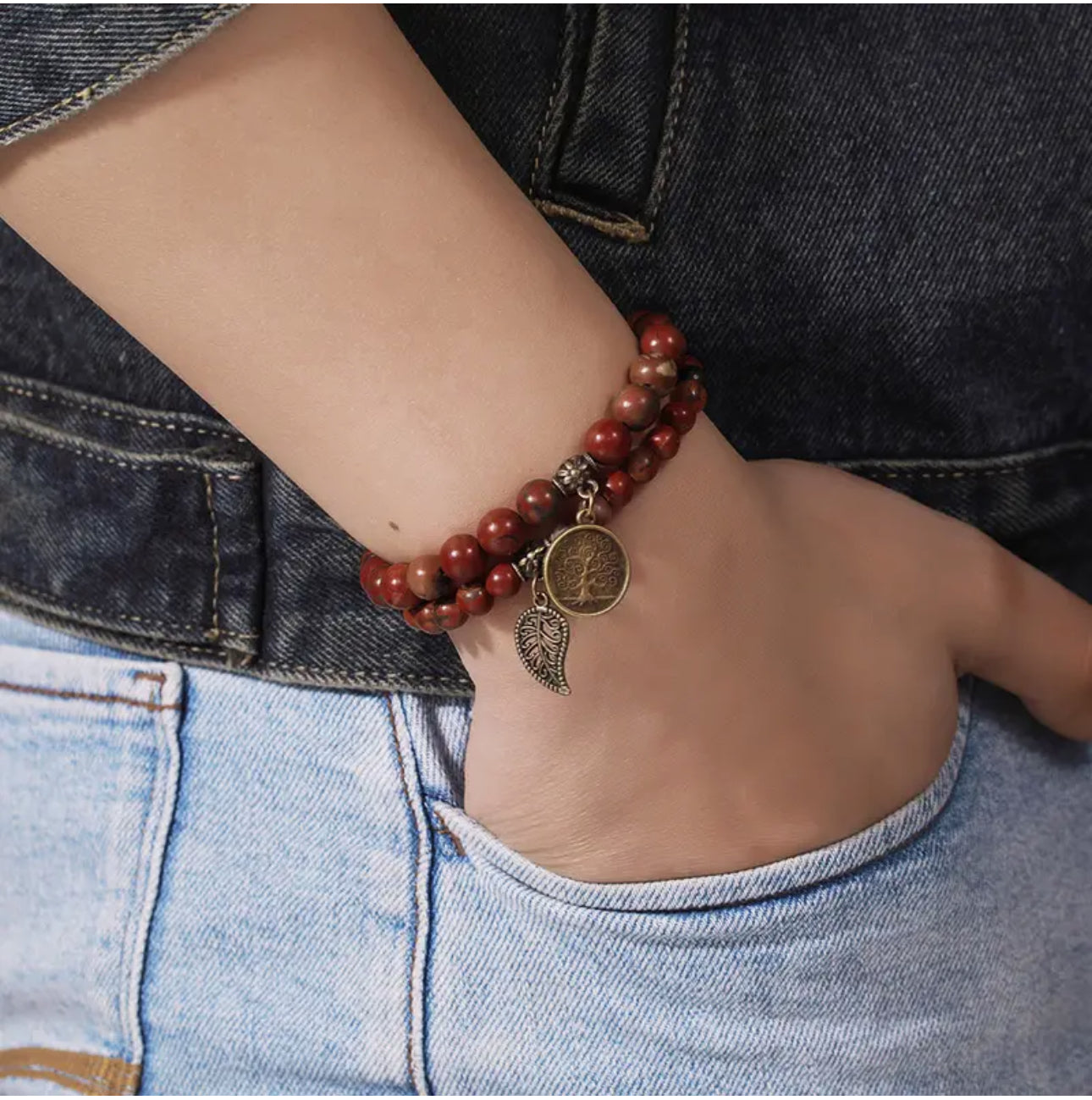 Duo de Bracelets "Racines de la Terre" en Jaspe Rouge
