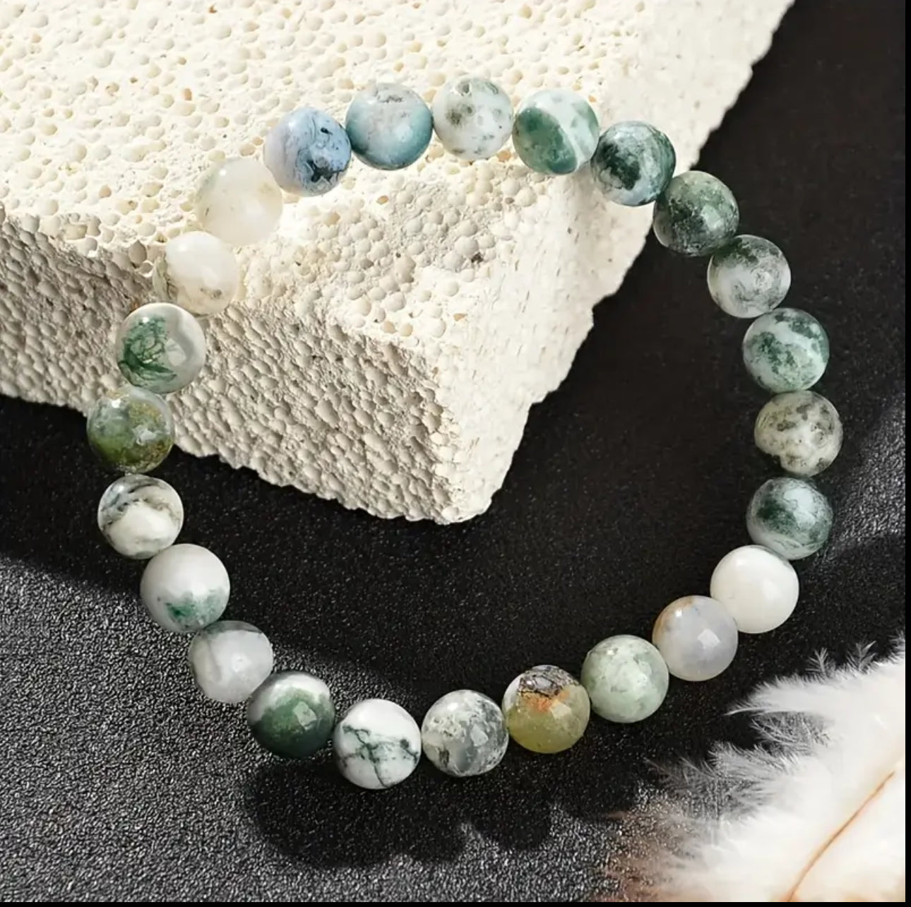 Bracelet en Agate Mousse
– Sérénité & Nettoyage Énergétique