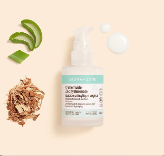 Crème fluide Zinc hyaluronate & Acide salycilique végétal