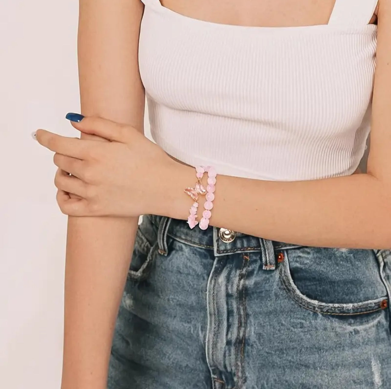 Duo de Bracelets en Quartz Rose Naturel - Amour & Douceur