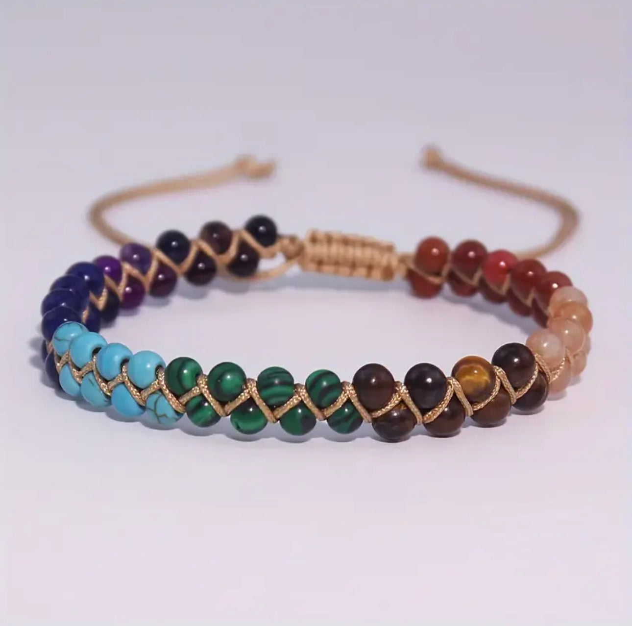 Bracelet Tressé 7 Chakras en Pierres Naturelles Authentiques
