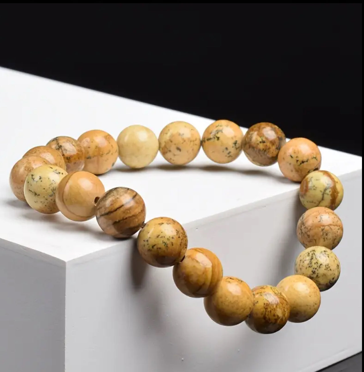 Bracelet Énergie Naturelle – Perles de Jaspe Paysage