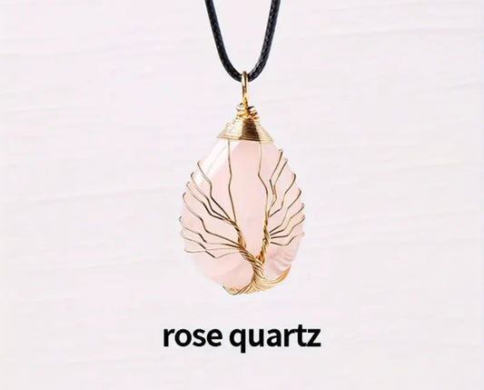 Collier “Arbre d’Amour” en Quartz Rose