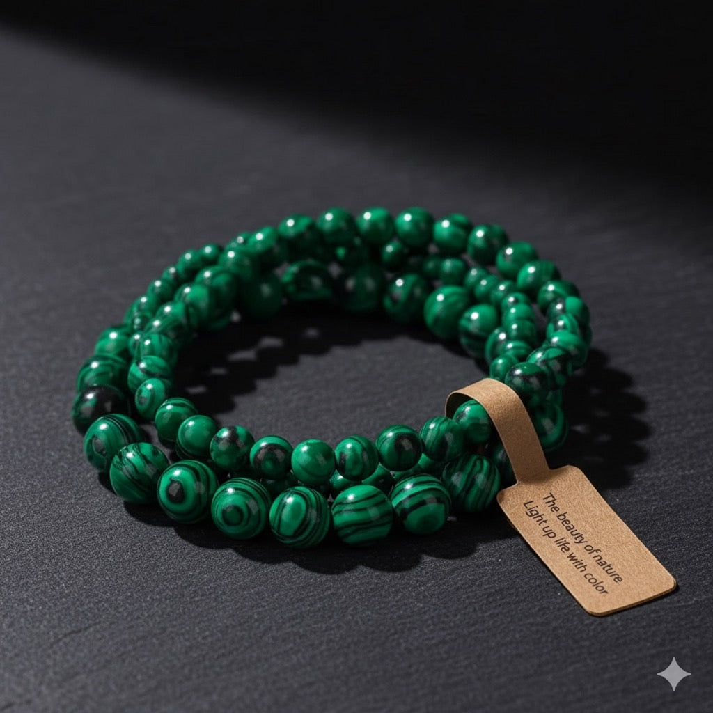 Set de 3 Bracelets "Énergie de la Forêt" en Malachite
