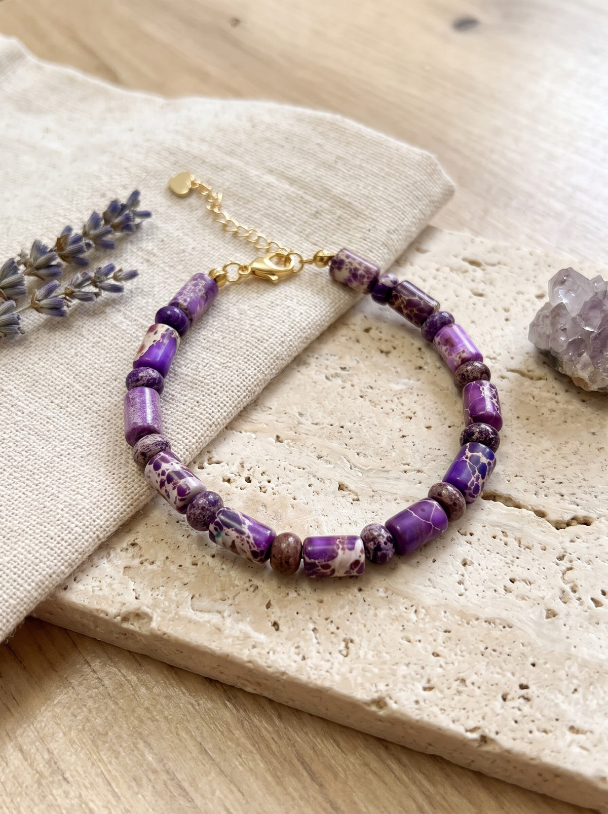 Bracelet "Harmonie & Sérénité" en Jaspe Impérial Violet naturel