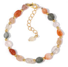 Bracelet "Éclat Minéral" en Quartz Rutile Multicolore (Pierres Roulées et Détails Dorés)