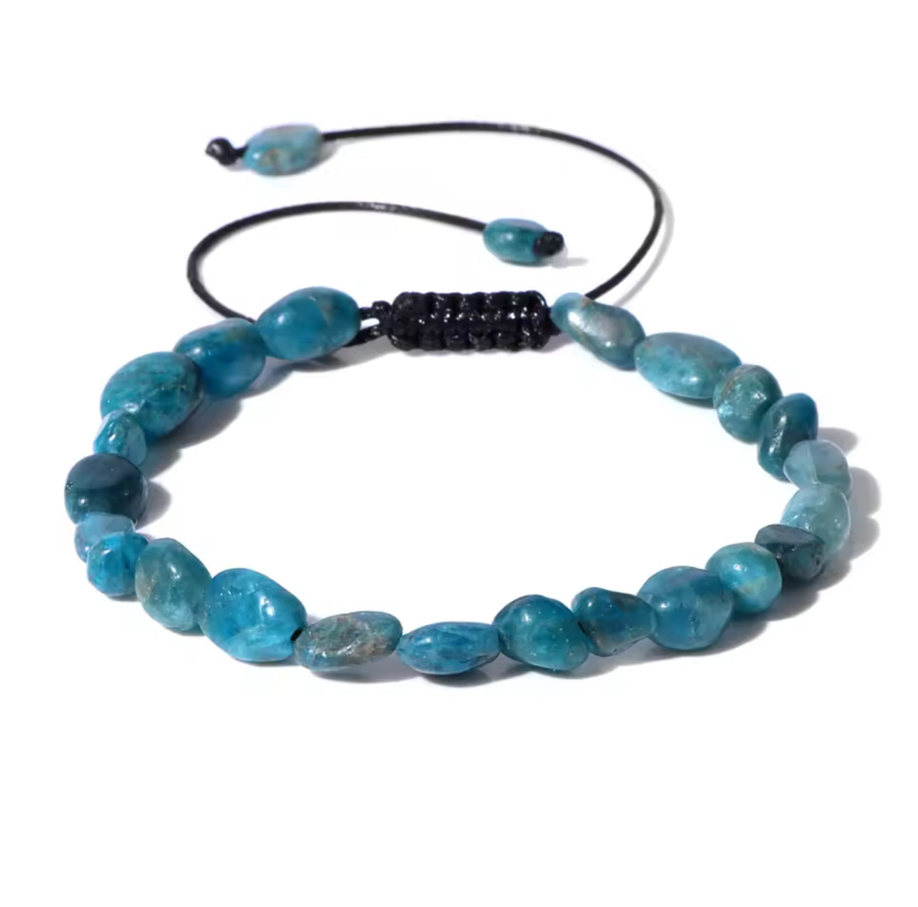 Bracelet "Bleu Lagon" en Apatite Bleue (Pierres Roulées Ajustables)