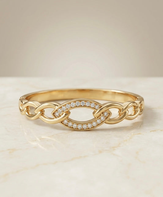 Bracelet Jonc "Méridien Scintillant" – Acier Inoxydable 316L & Pavé de Cristaux