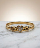 Bracelet Jonc "Cœur de Lumière" – Acier Inoxydable 316L & Cristaux